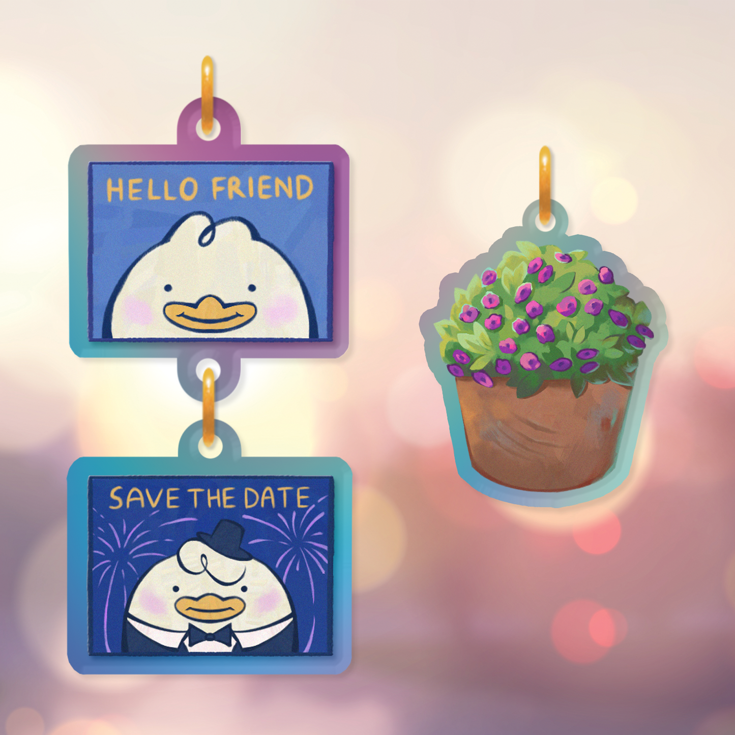 Derpy & Sussie - XL Rainbow Keychain