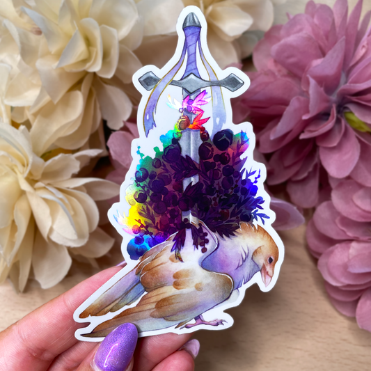 Longsword, White Raven - Holographic Premium XL Stickers