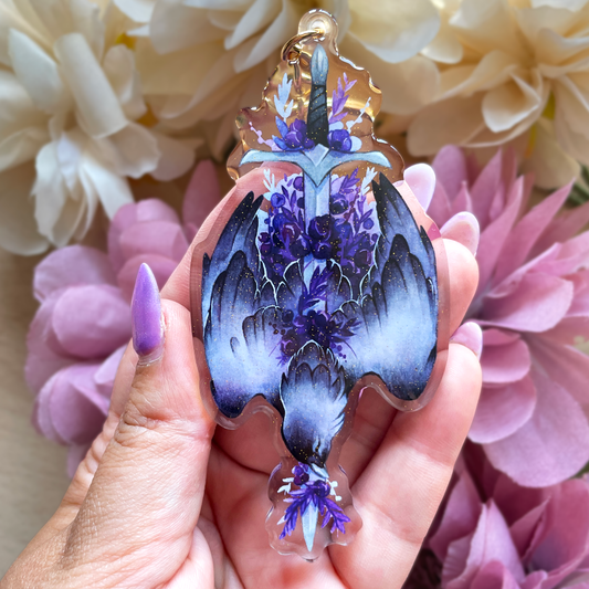 Longsword, Black Raven - XL Glitter Epoxy Keychain