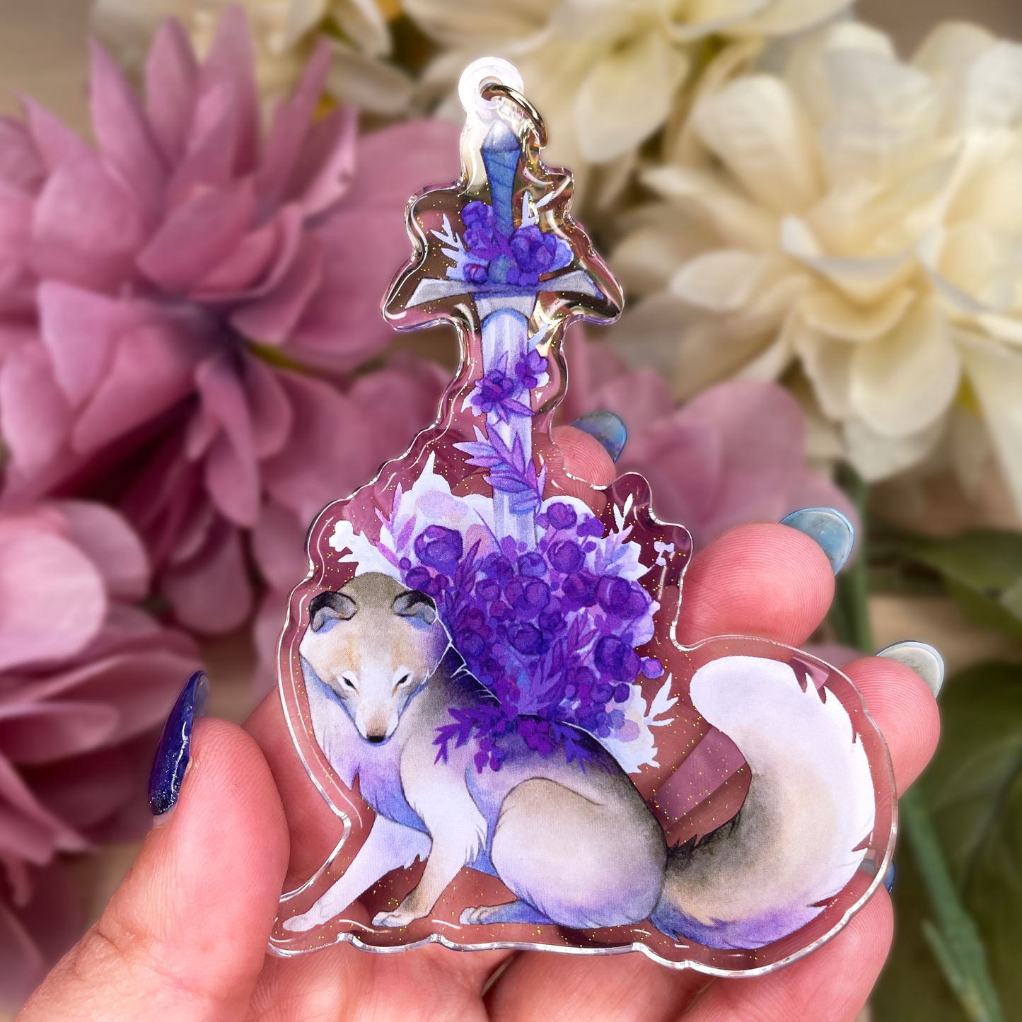 Longsword - XL Glitter Epoxy Keychain