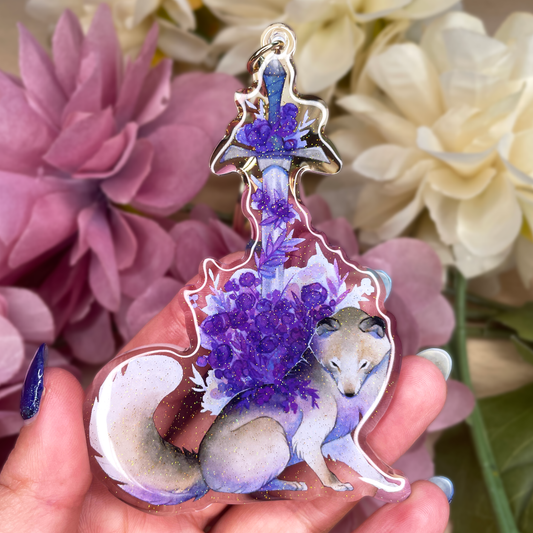 Longsword - XL Glitter Epoxy Keychain