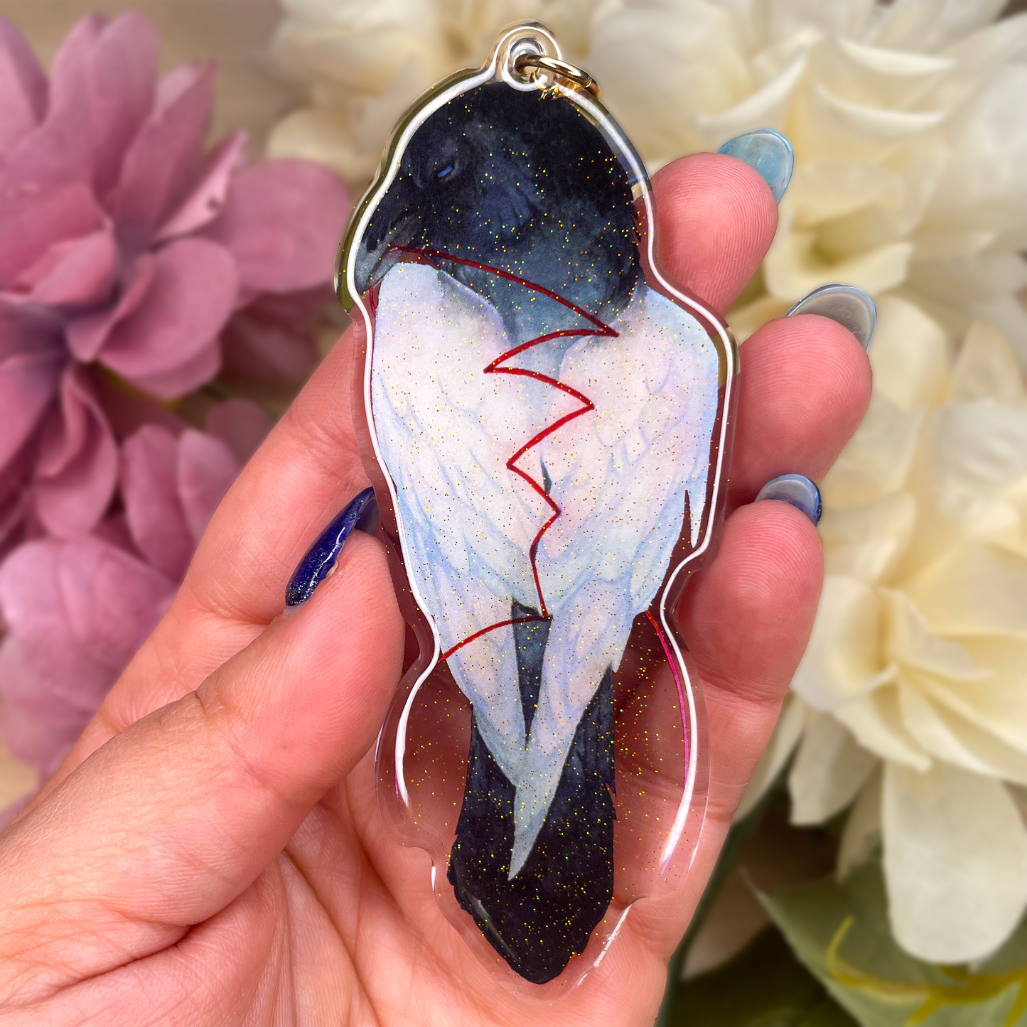 Wings - XL Glitter Epoxy Keychain
