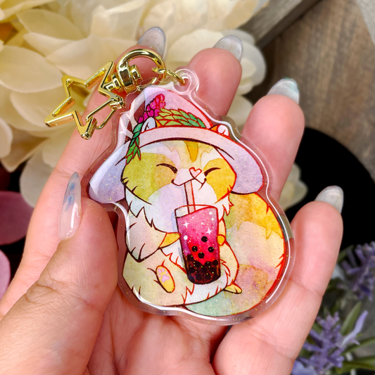 Strawberry Bubble Tea - Keychain