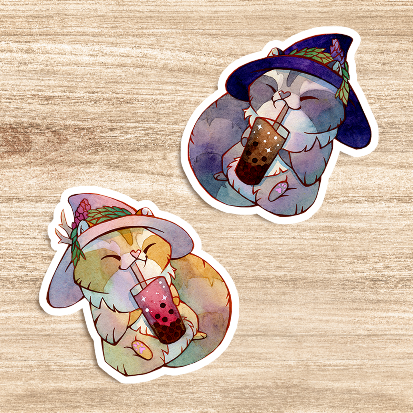 Witch Raccoons Bubble Tea - Vynil Stickers