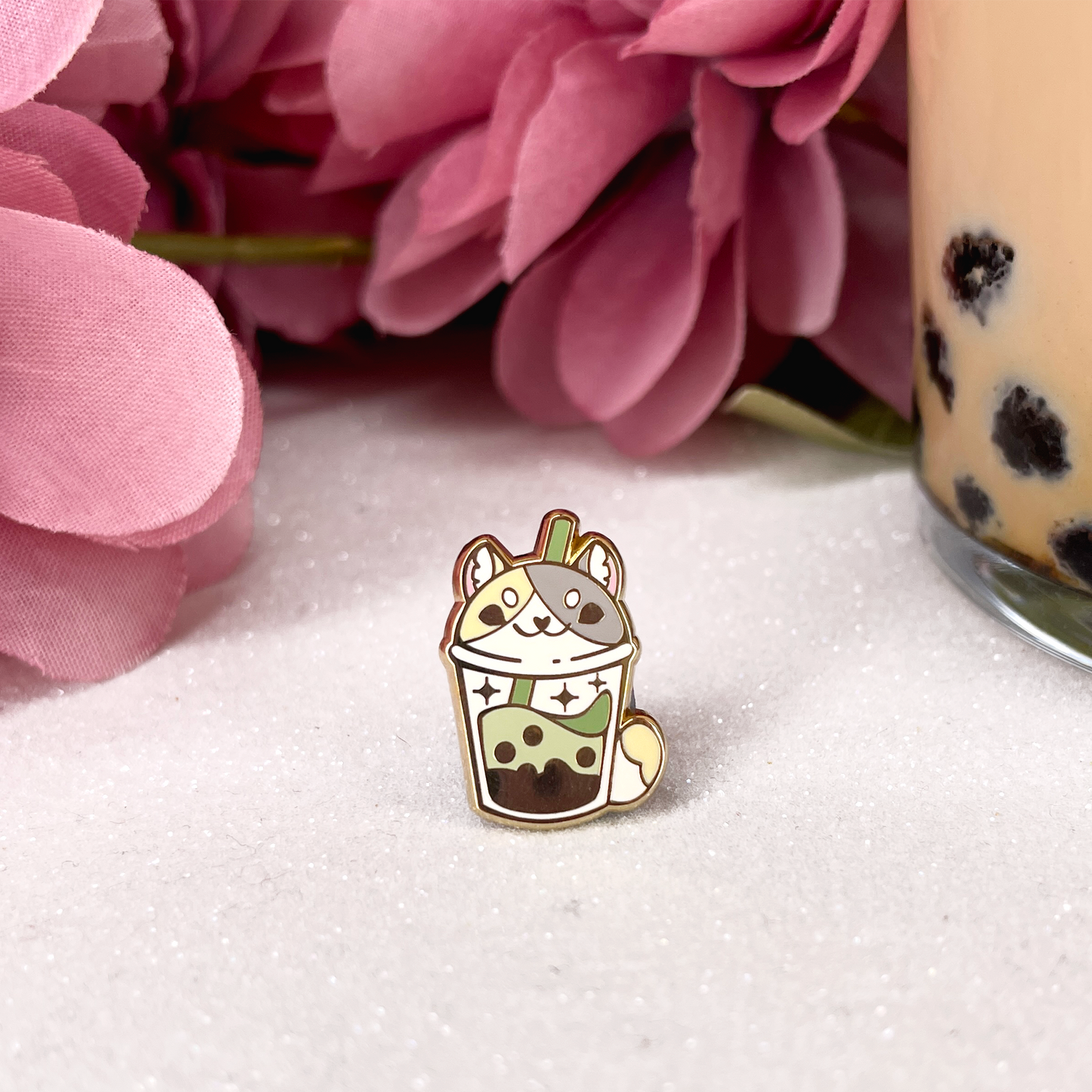 Matcha Cat Bubble Tea - Mini Enamel Pin