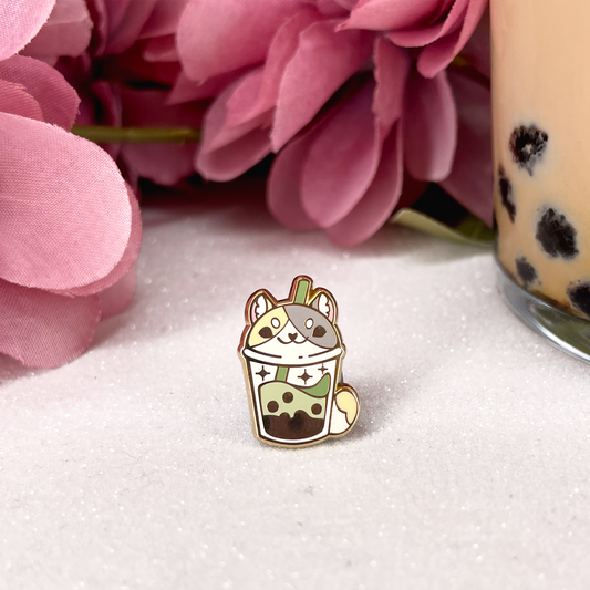 Matcha Cat Bubble Tea - Mini Enamel Pin