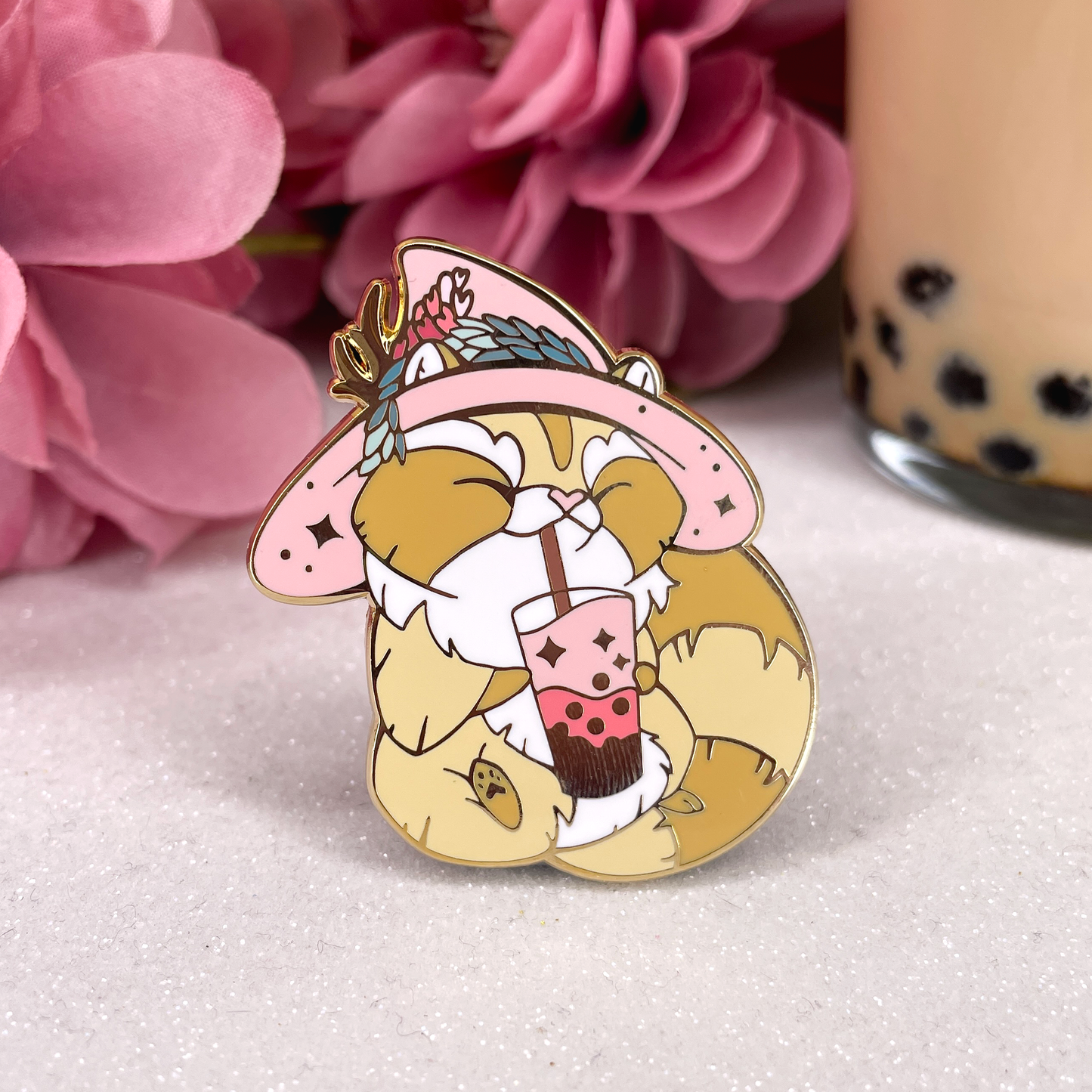 Strawberry Bubble Tea  - Enamel Pin