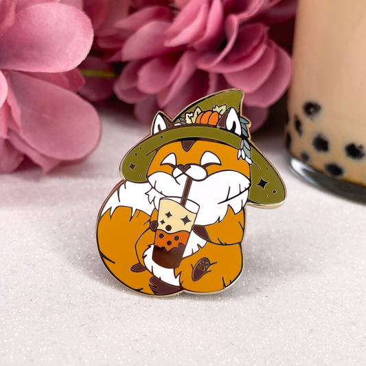 Pumpkin Bubble Tea - Enamel Pin