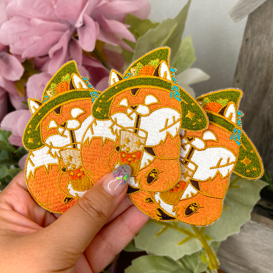 Witch Fox Pumpkin Bubble Tea - Cloth Patch