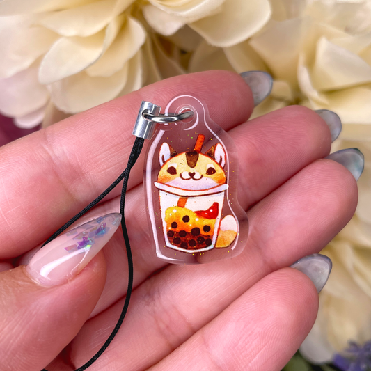 Pumpkin Bubble Tea - Phone Charm